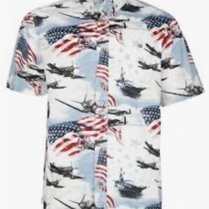 American Legacy Patriotic fighter planes button down shirt